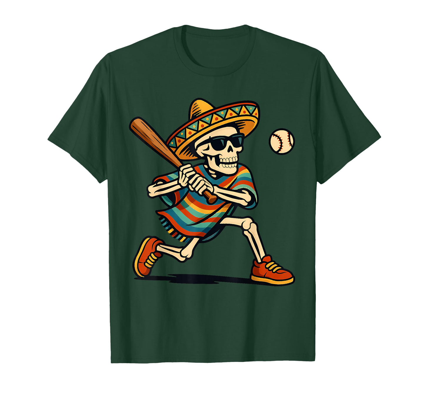 Cinco De Mayo Mariachi Skeleton Baseball Mexican Sombrero T-Shirt