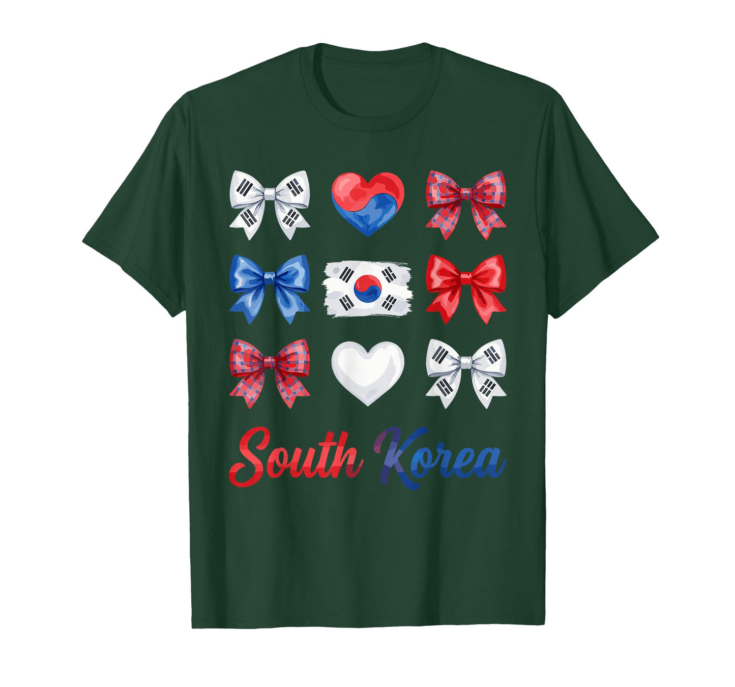 Coquette Bow South Korean Flag South Korea Hearts Cute Girls T-Shirt