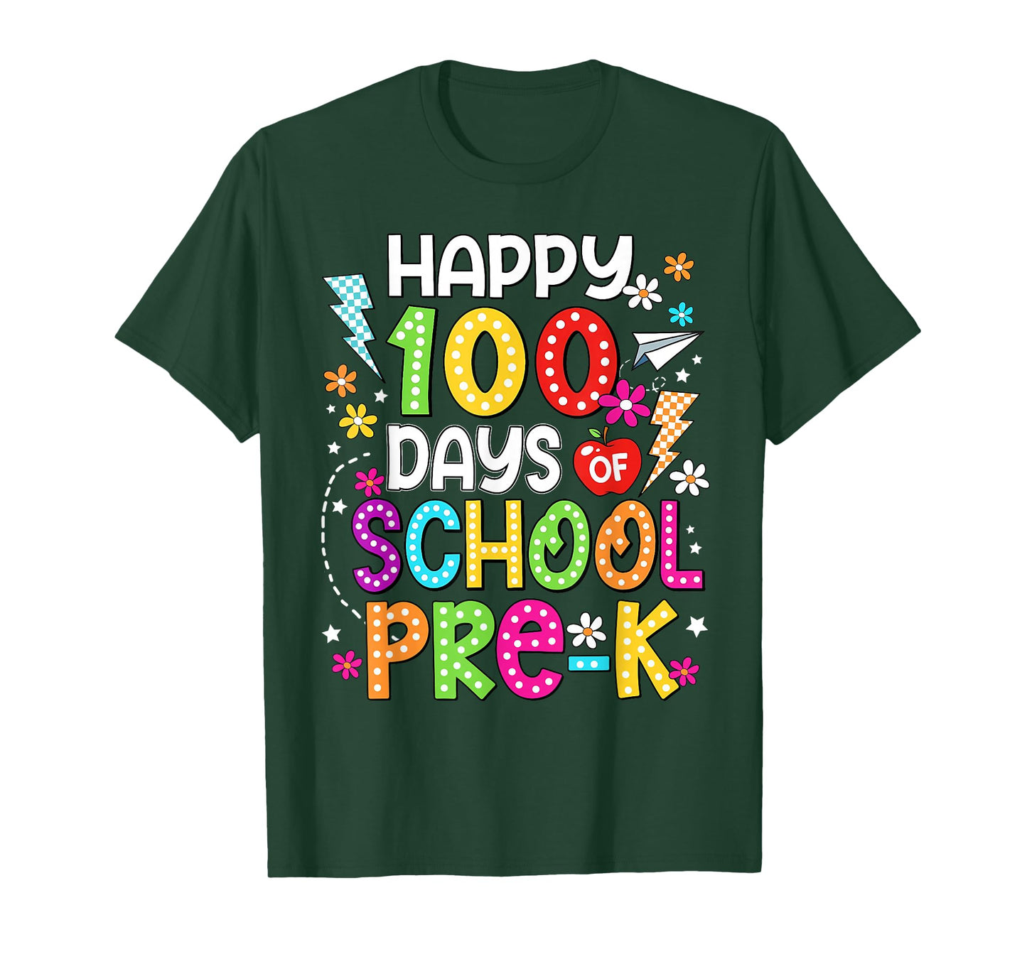 Happy 100 Days of Pre K Teacher Kids 100th Day of School T-Shirt