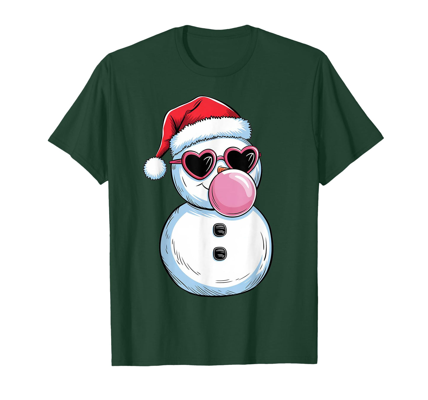 Retro Cool Snowman With Sunglasses Christmas Blowing Bubble T-Shirt