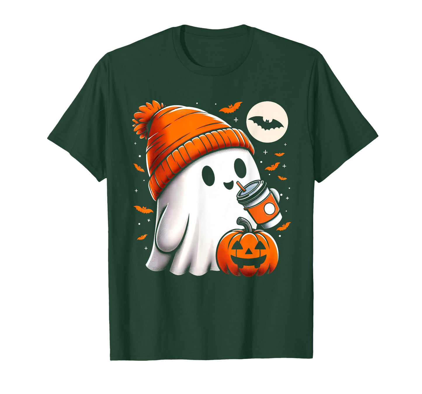 Halloween Shirts For Women Ghost Drinking Coffee Halloween T-Shirt