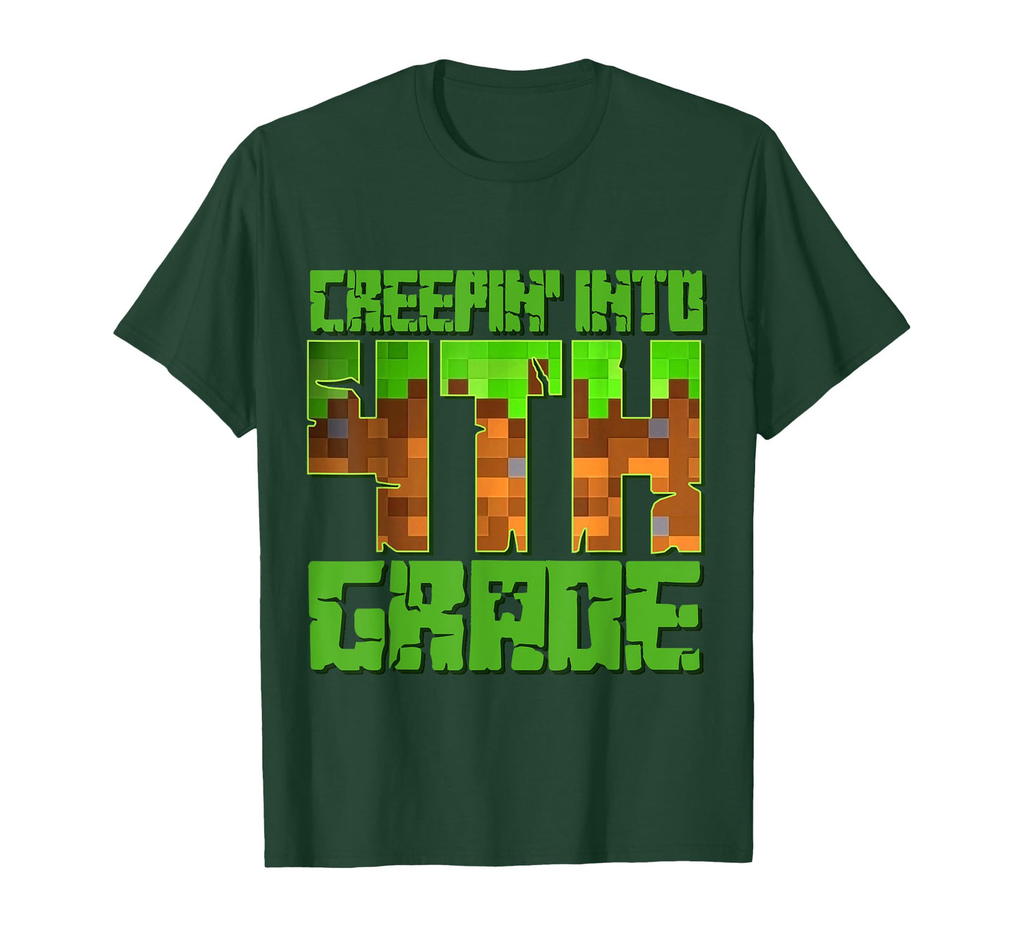 Creepin’ Into 4th Grade Kids Boy Gamer Pixel Back to School T-Shirt