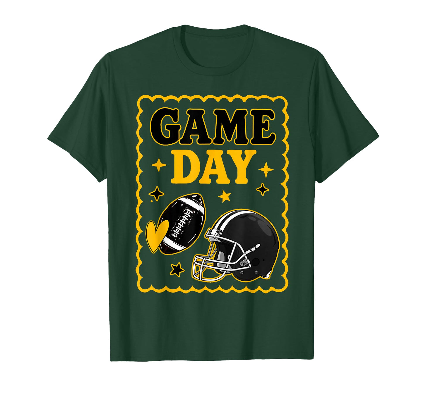 Game Day Gold Black American Football Women Girl Kids Vibes T-Shirt