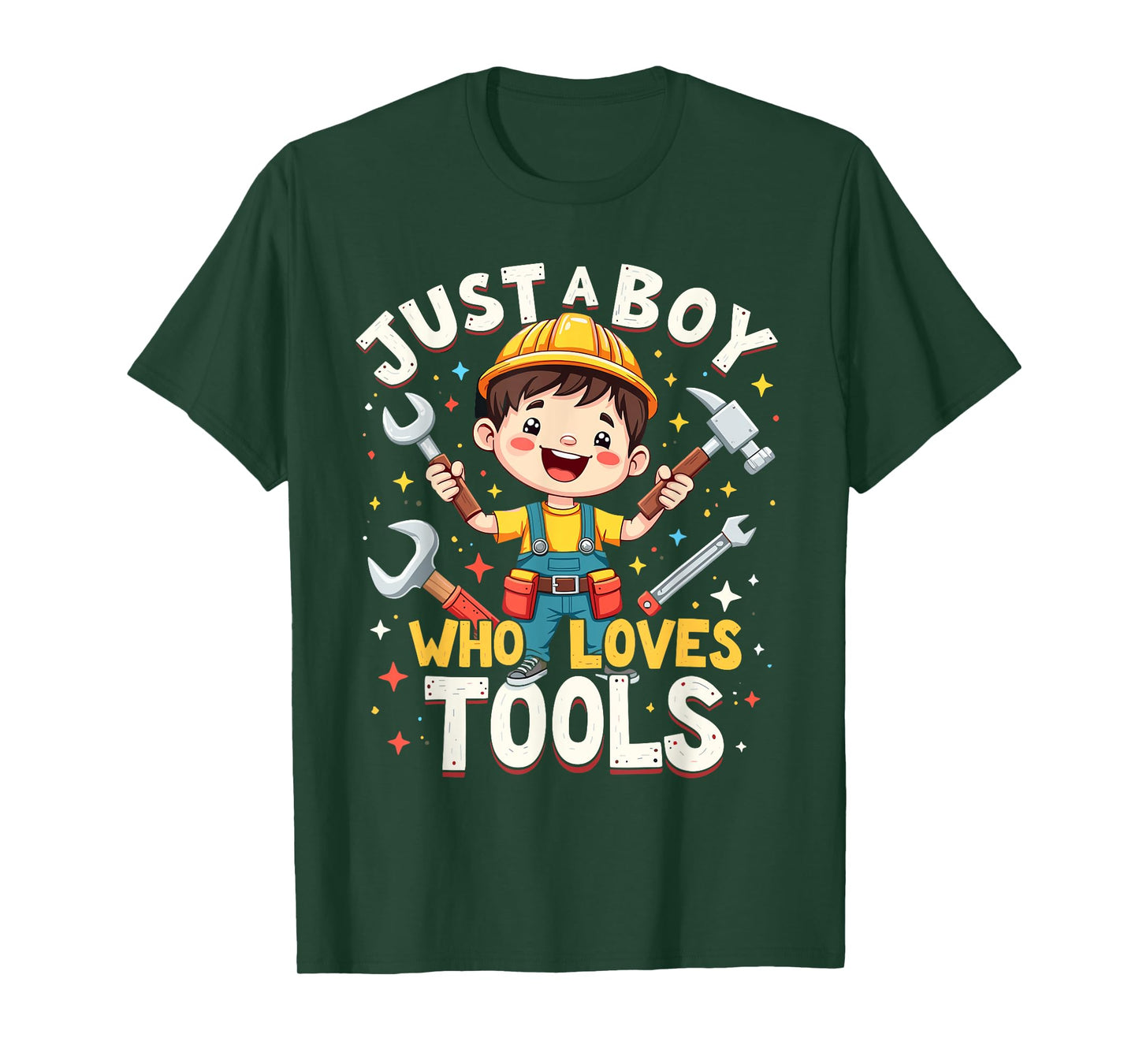 Just a Boy Who Loves Tools, Cute Construction-Themed Design T-Shirt