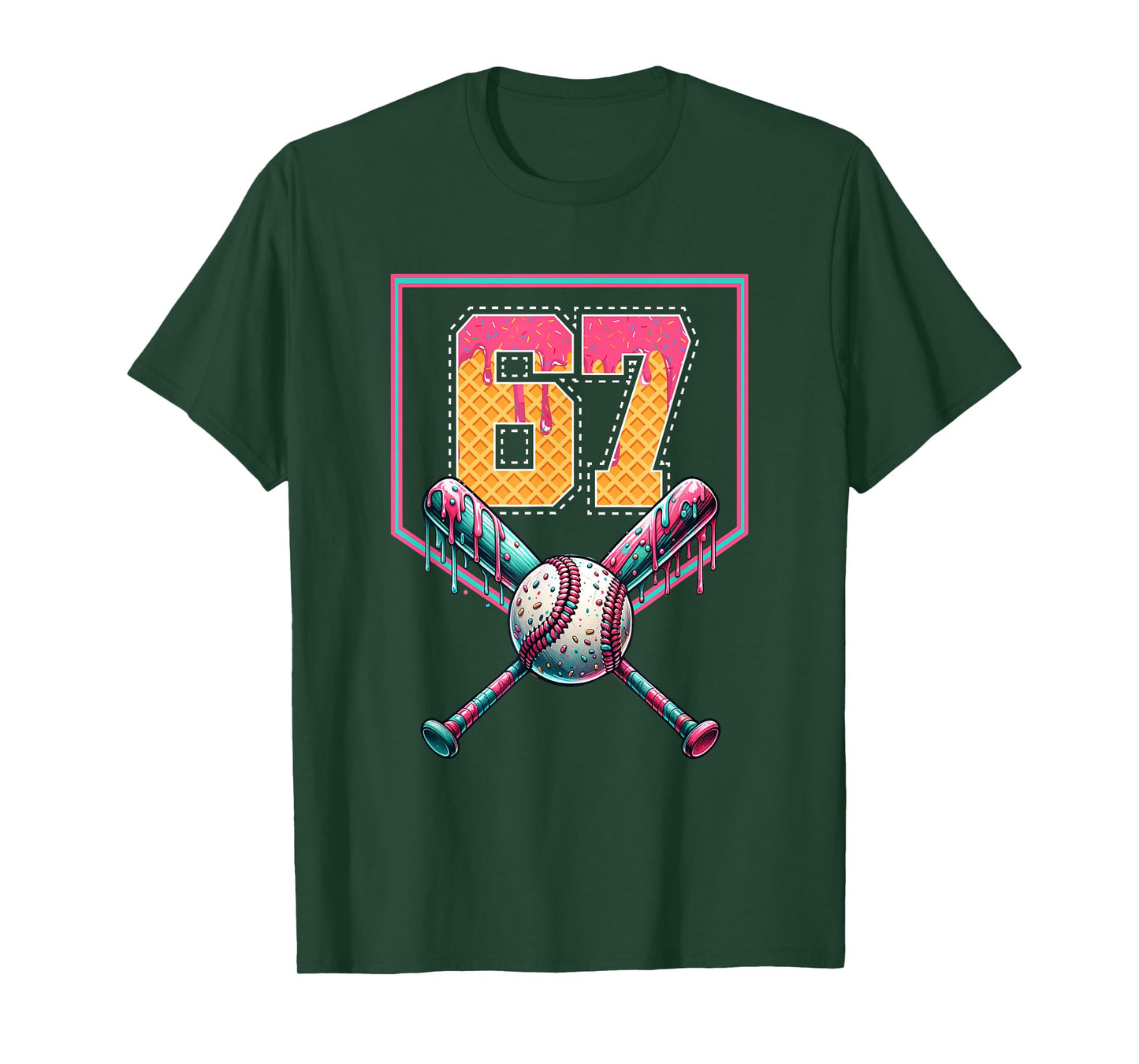 Baseball Drip Number 67 Player Or 67th Birthday T-Shirt