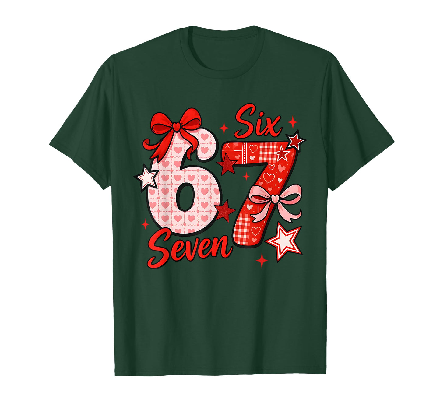 67 Six Seven Coquette Bow Girls Kids Valentines Day 6 7 Meme T-Shirt