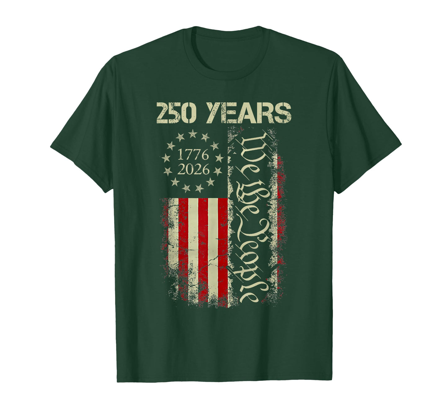 250 Years 1776-2026 250th Birthday USA Flag Patriotic Men T-Shirt