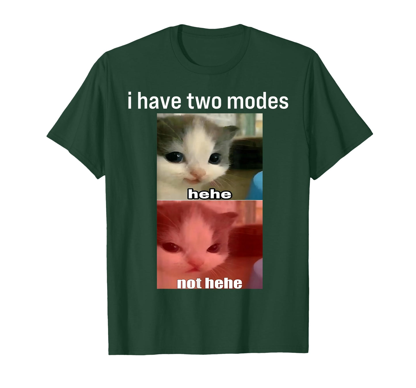 Funny Cat Meme I Have Two Modes Hehe Not Hehe Humor Cat Gift T-Shirt