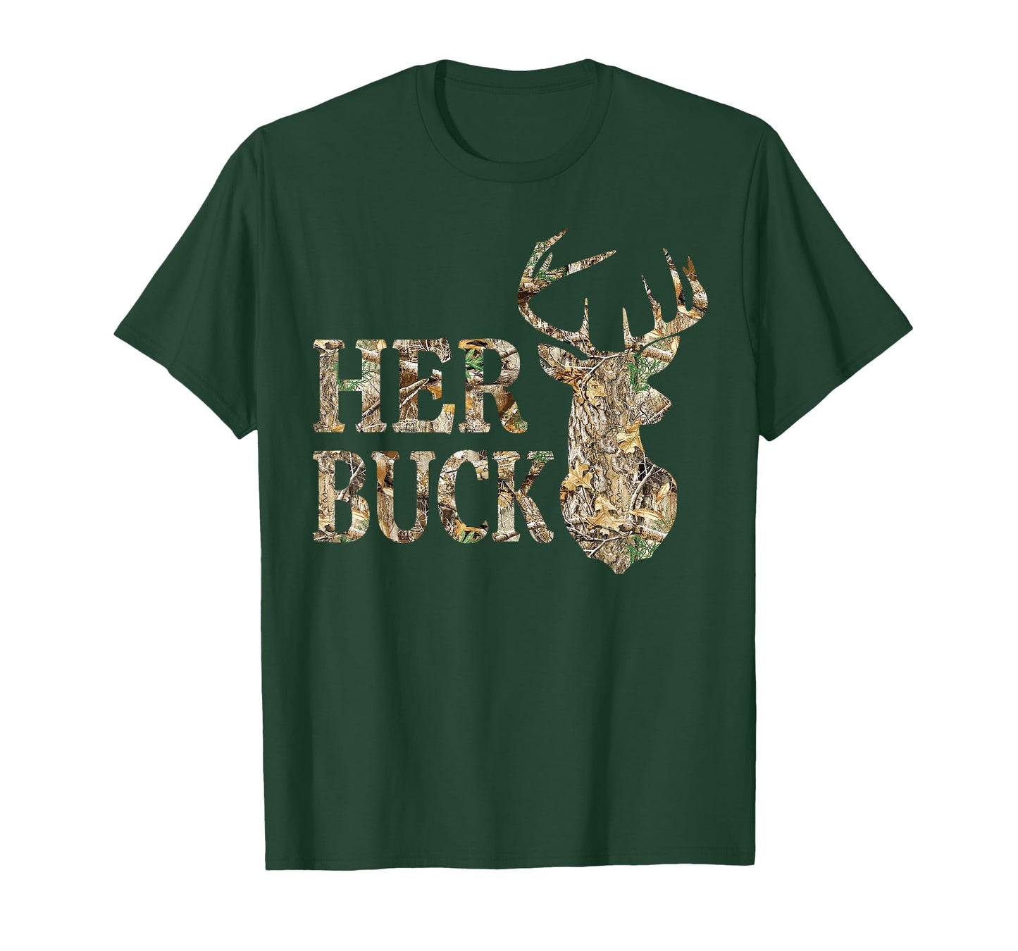 Retro Her Buck Camo Deer Hunting Camouflage Matching Couple T-Shirt
