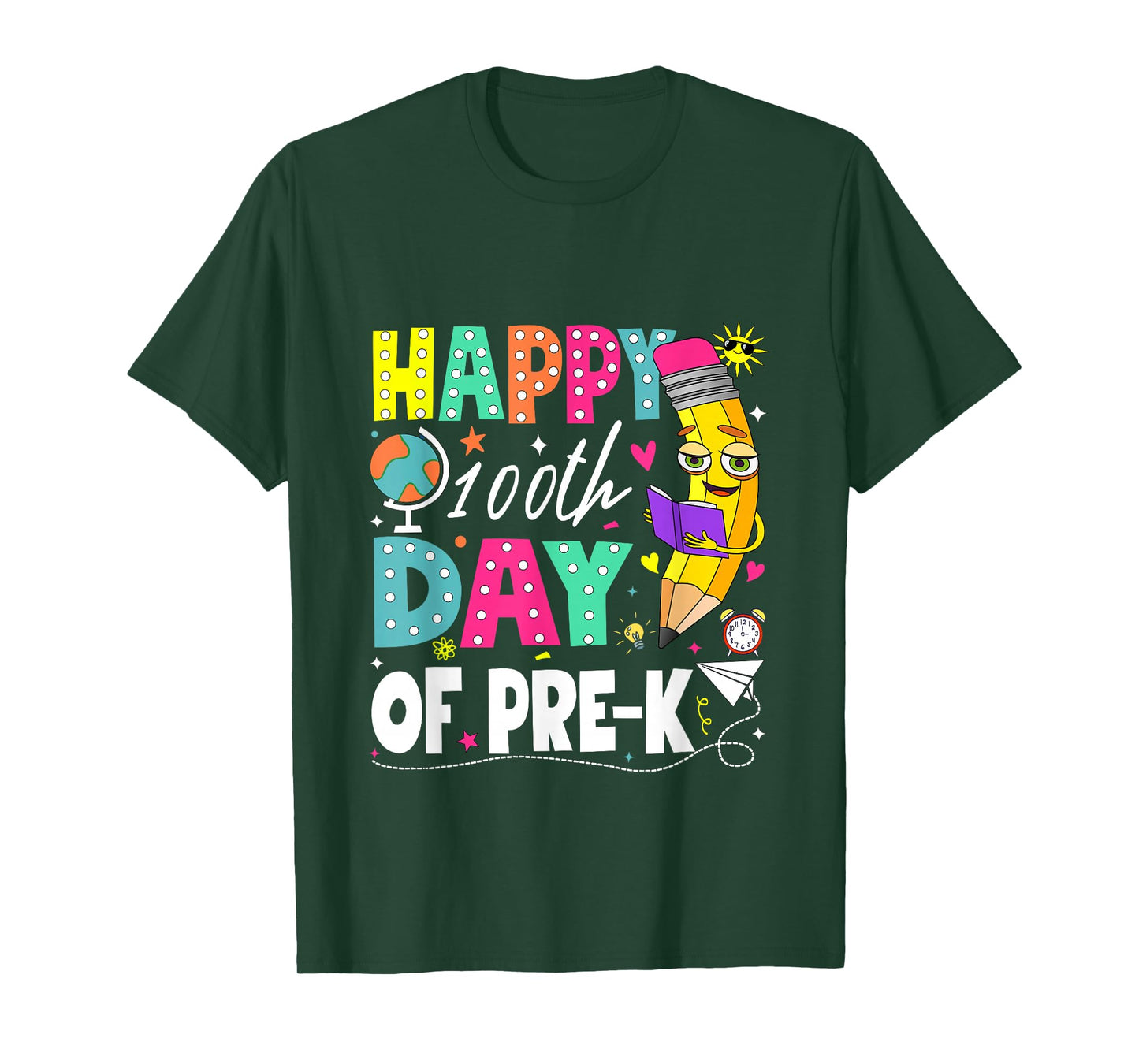 100 Days of Pre-k Happy 100th Day of School Teachers T-Shirt