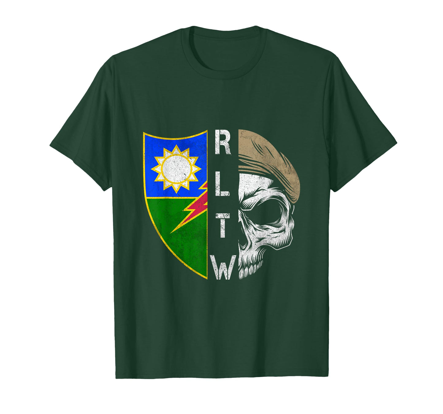 75th Ranger Regiment Skull Unit Crest RLTW Beret Veteran T-Shirt