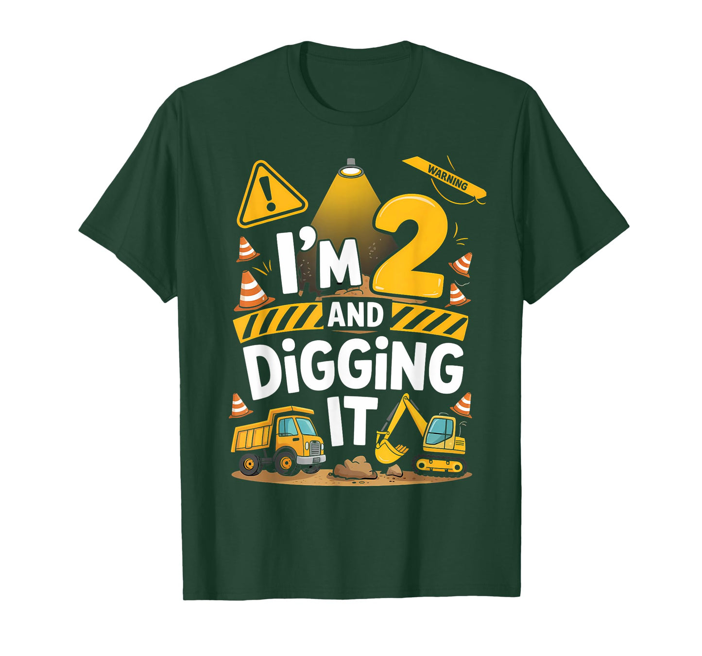 2nd Birthday Funny I'm 2 and Digging It Construction T-Shirt