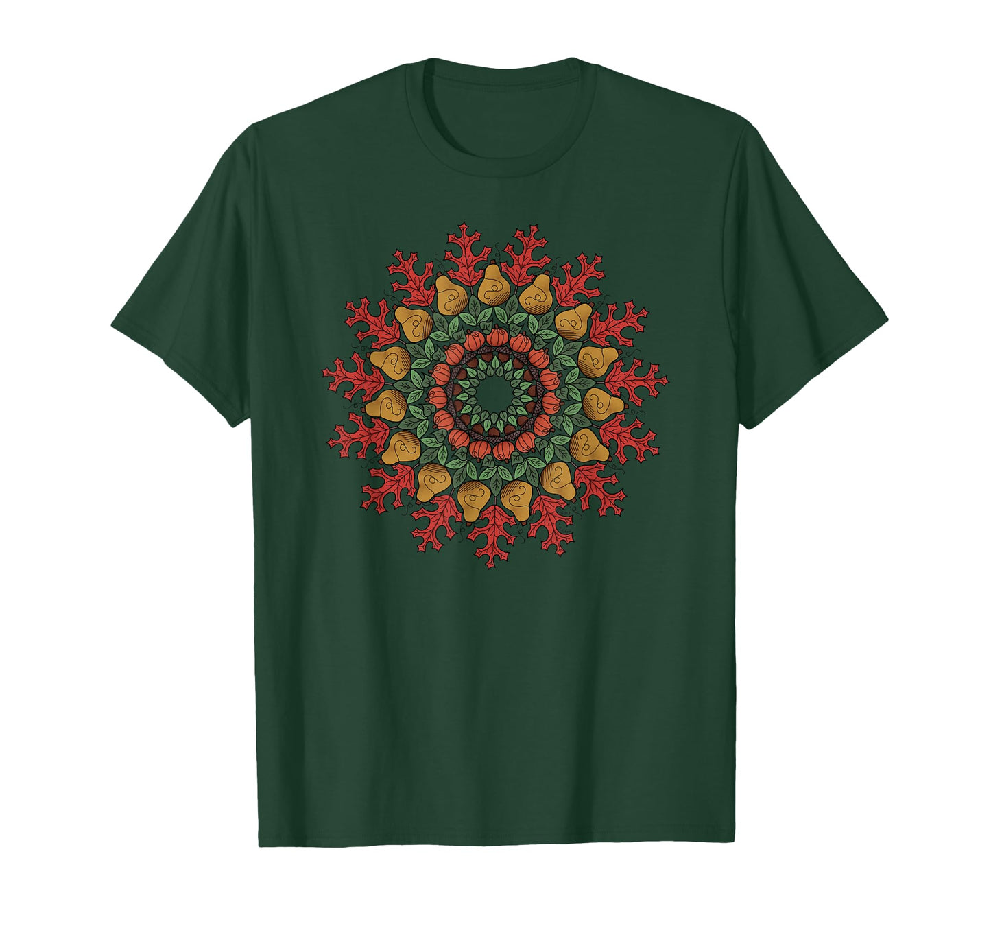 Autumn Mandala Fall Leaves Pumpkins Gourds for Women T-Shirt