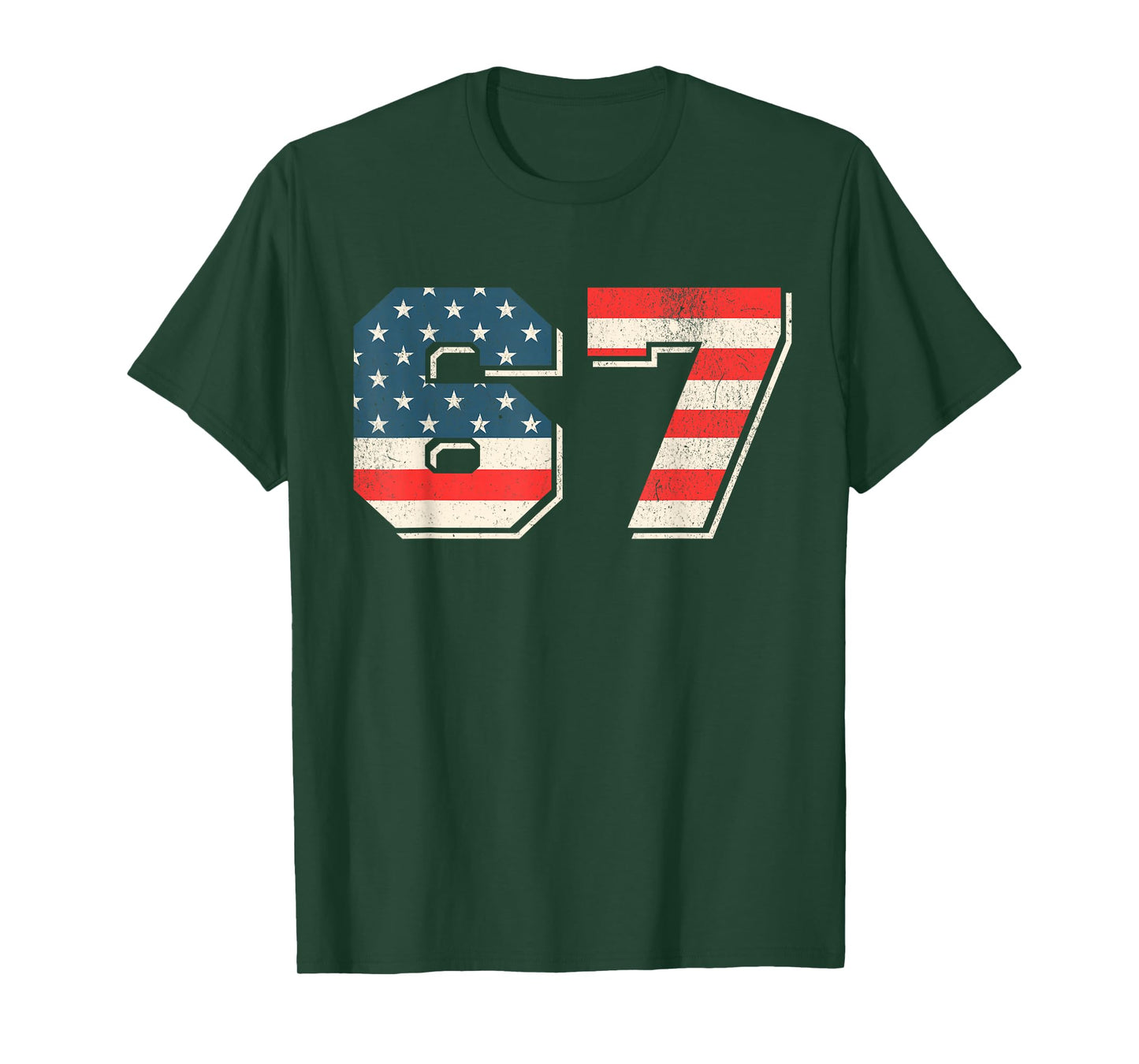 Funny 67 Six Seven Meme USA Flag for Kids & Women & Men T-Shirt
