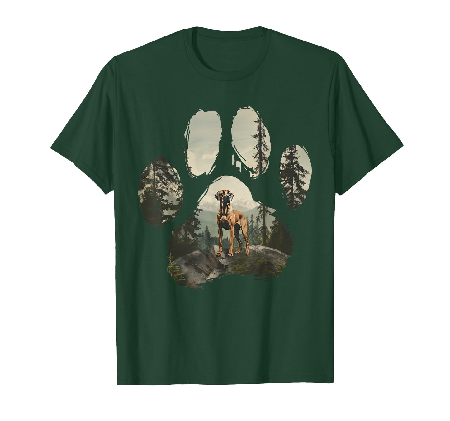 Rhodesian Ridgeback Mountain Paw Design Dog Mom Dad T-Shirt