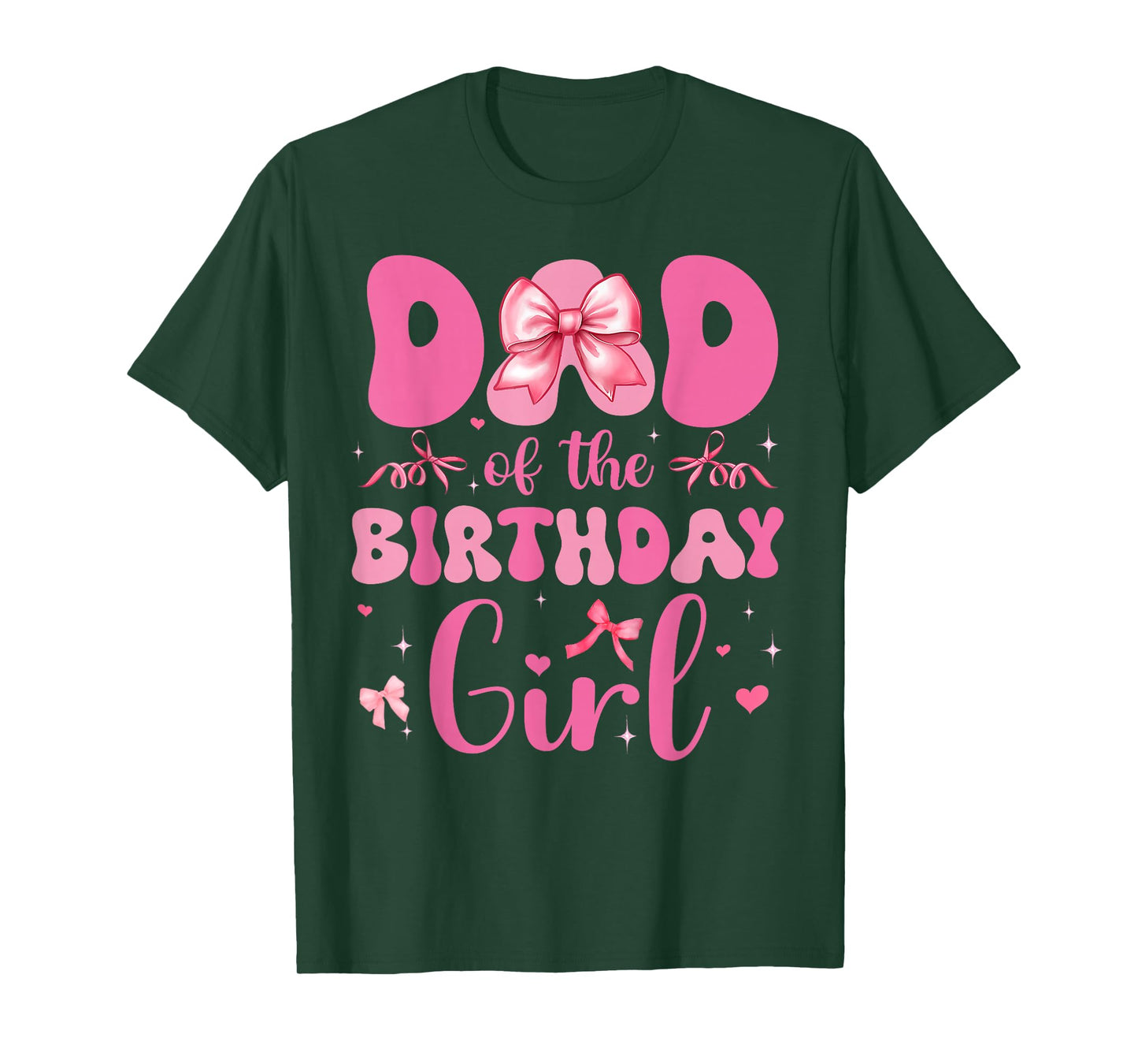 Dad Of The Birthday Girl Pink Coquette Bow Family Matching T-Shirt