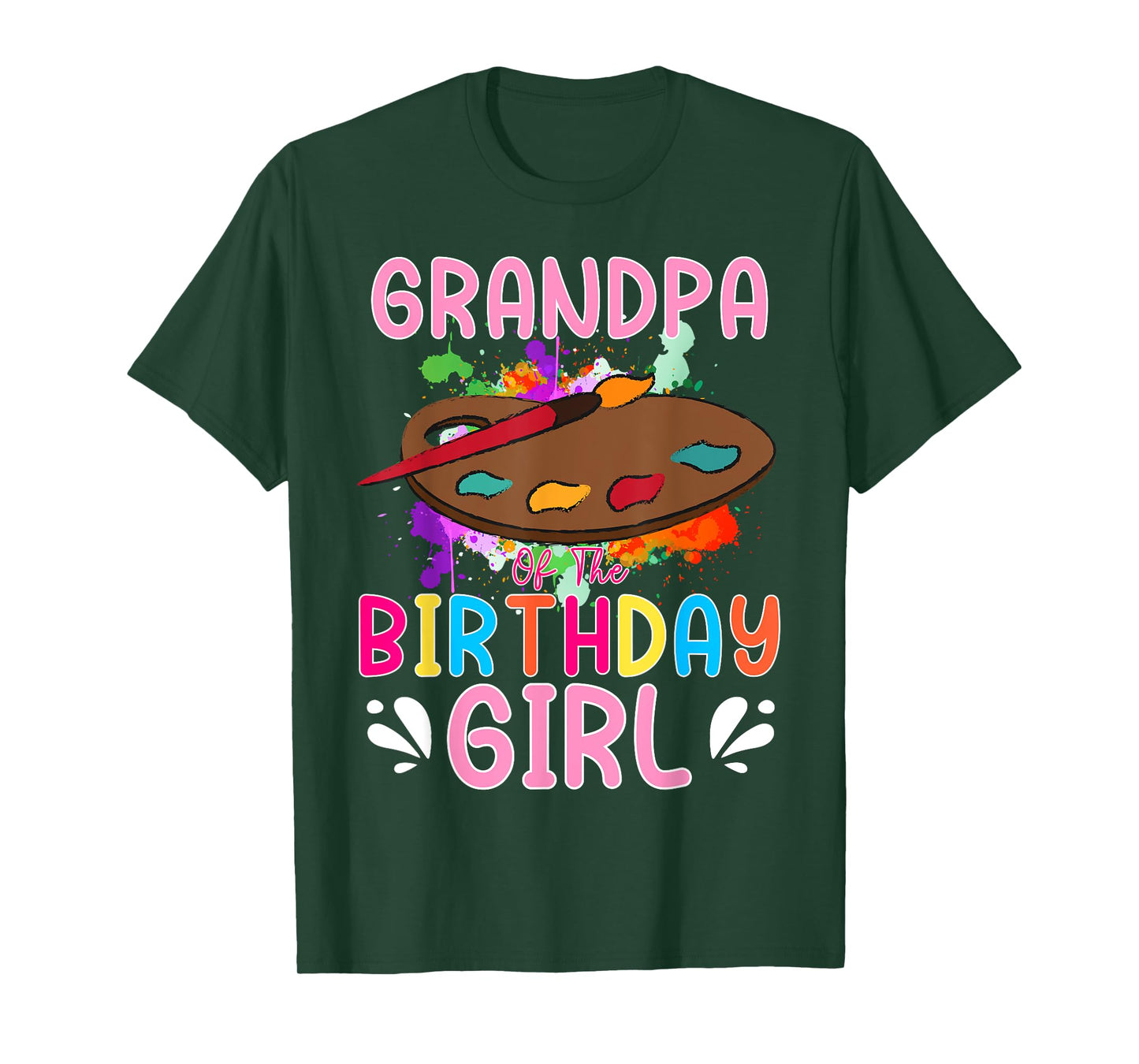 Grandpa of The Birthday Girl Kids Painting Art Paint Family T-Shirt