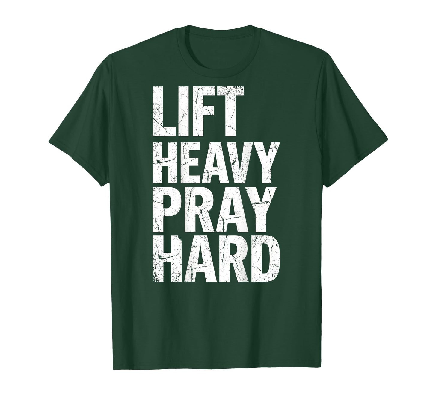 Lift Heavy Pray Hard Gym Workout Christian Religion Jesus T-Shirt