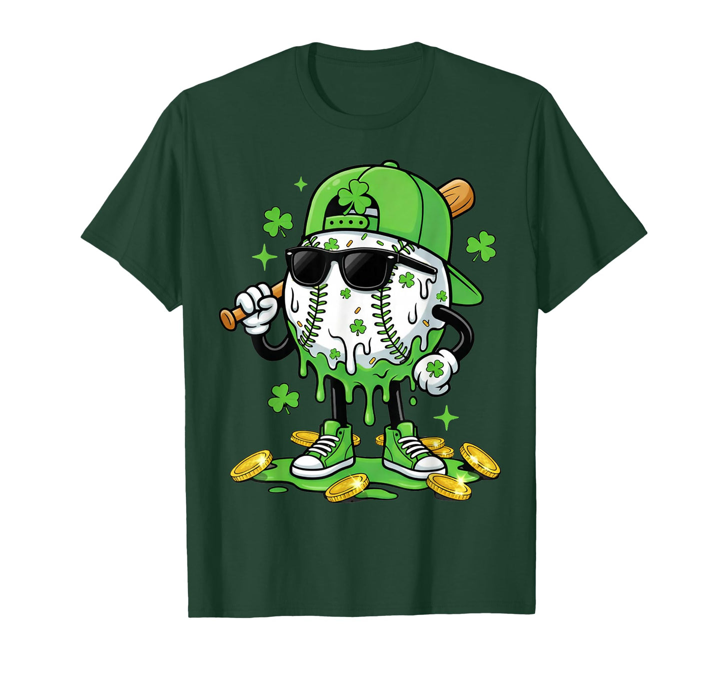Baseball Drip Ice Cream Apparel Youth Boy St Patricks Day T-Shirt