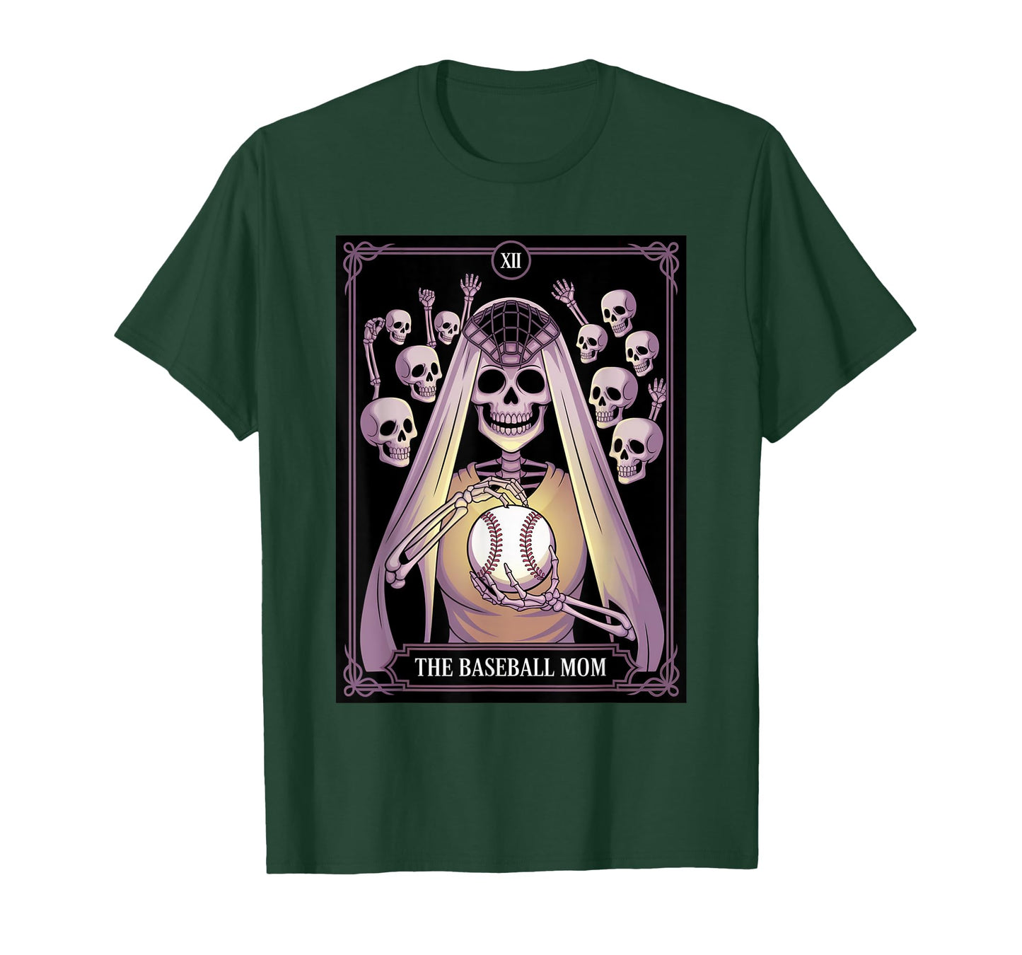 Funny Baseball Halloween Tarot Card Baseball Skeleton Mom T-Shirt