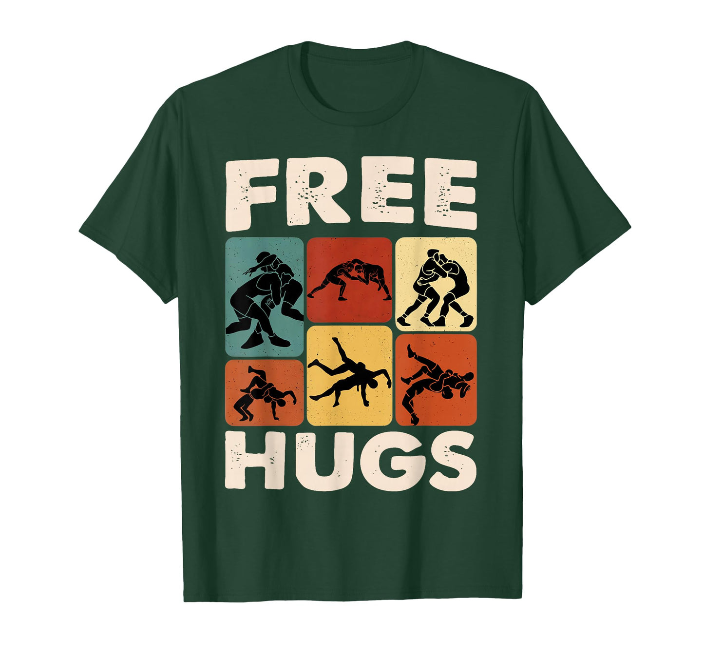 Retro Free Hugs Wrestling Graphic Gift for Men Women Kids T-Shirt