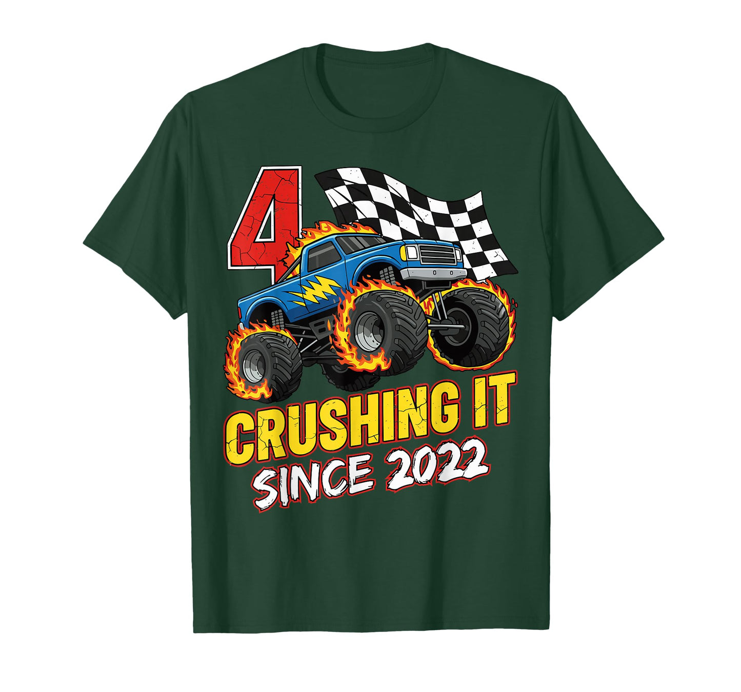 Birthday Monster Truck 4 Year Old Boys 4th Party Born 2022 T-Shirt