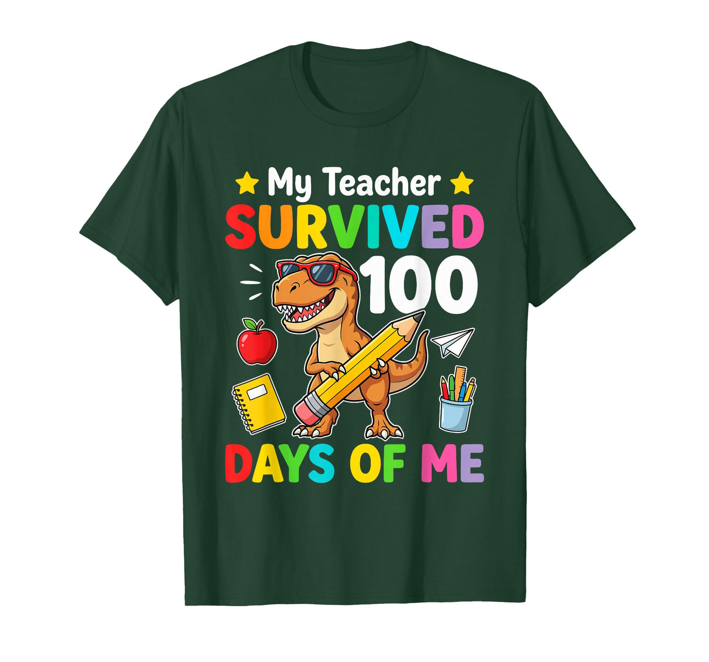 Cool 100 Days Students Boys 100 Days of School Kids Dinosaur T-Shirt