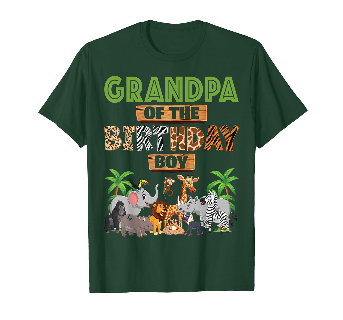 Wild Grandpa Of The Birthday Boy Zoo Safari Jungle Animal T-Shirt