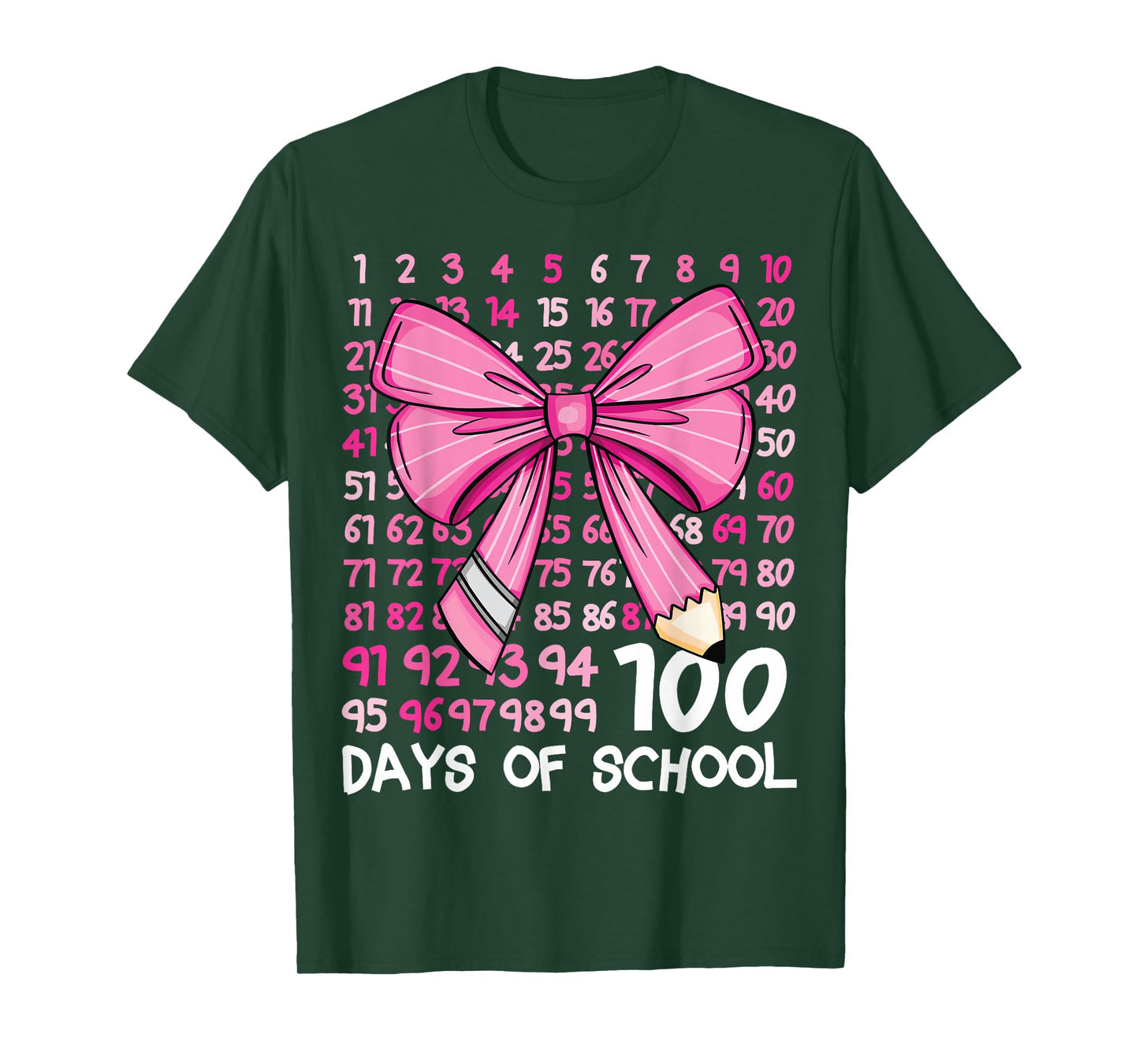 100 Days of School Coquette Bow Numbers 100th Day of School T-Shirt