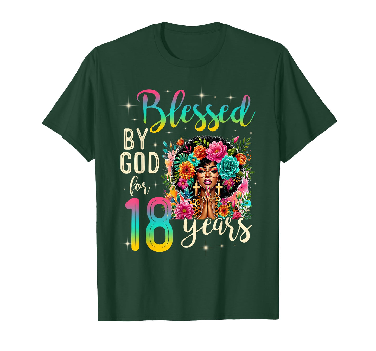 Black Girl Blessed by God for 18 Years Christian Birthday T-Shirt