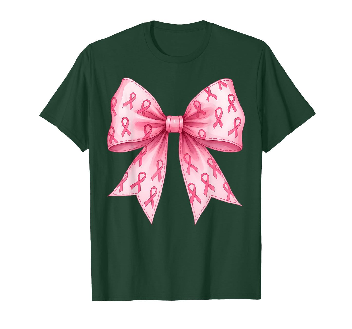 Pink Coquette Bow Graphic Breast Cancer Awareness Girl Women T-Shirt