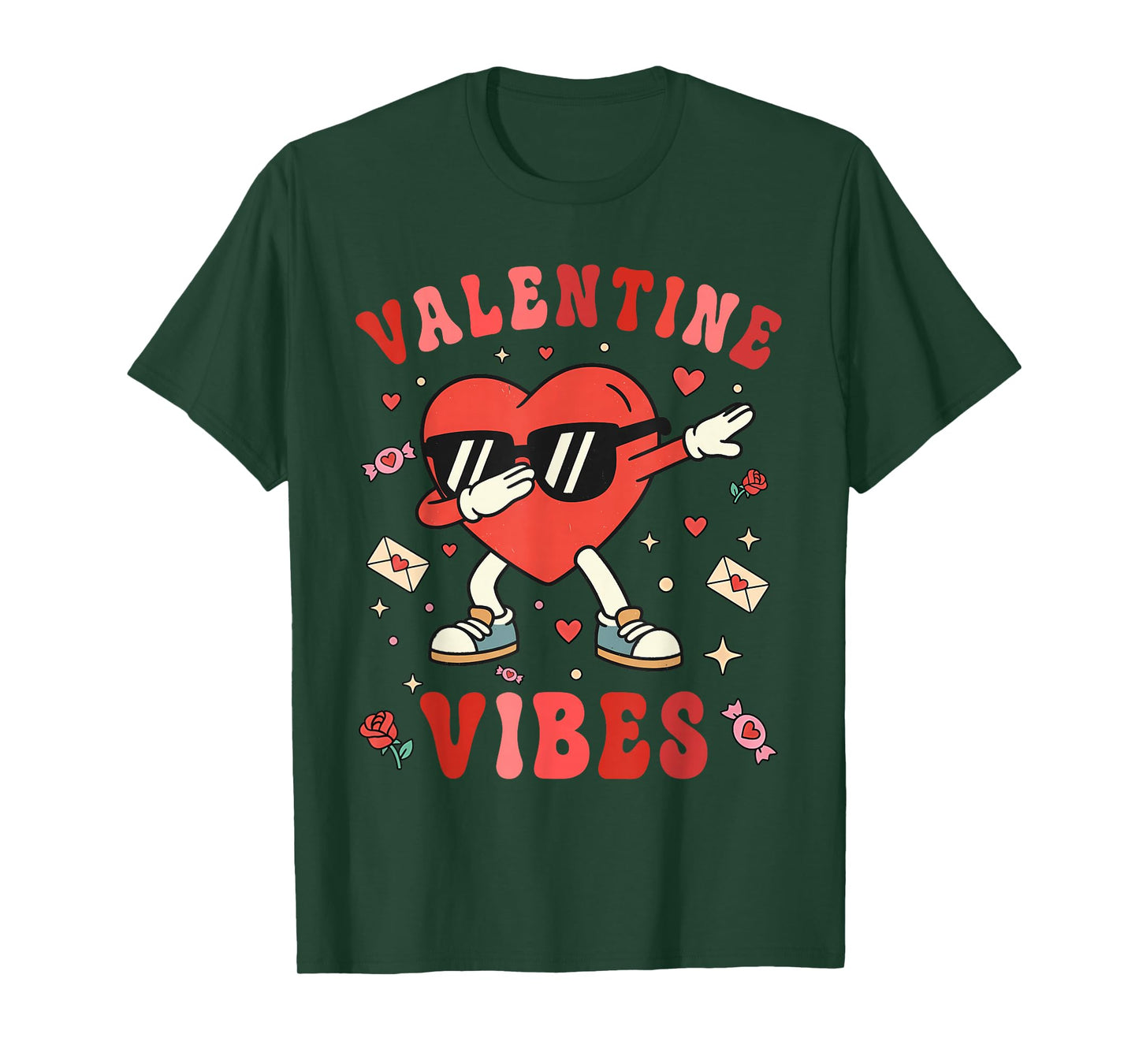 Funny Valentines Tee Dabbing Heart Teen Boys Kids Girls Men T-Shirt