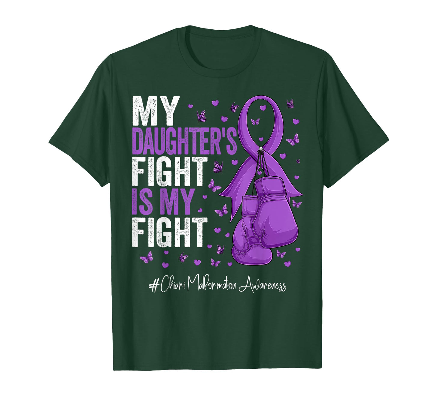 Purple Ribbon Daughter Chiari Malformation Awareness T-Shirt, Small, Black