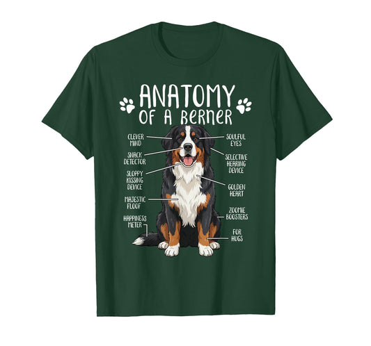 Funny Anatomy Bernese Mountain Dog Cute Berner Lover Owner T-Shirt