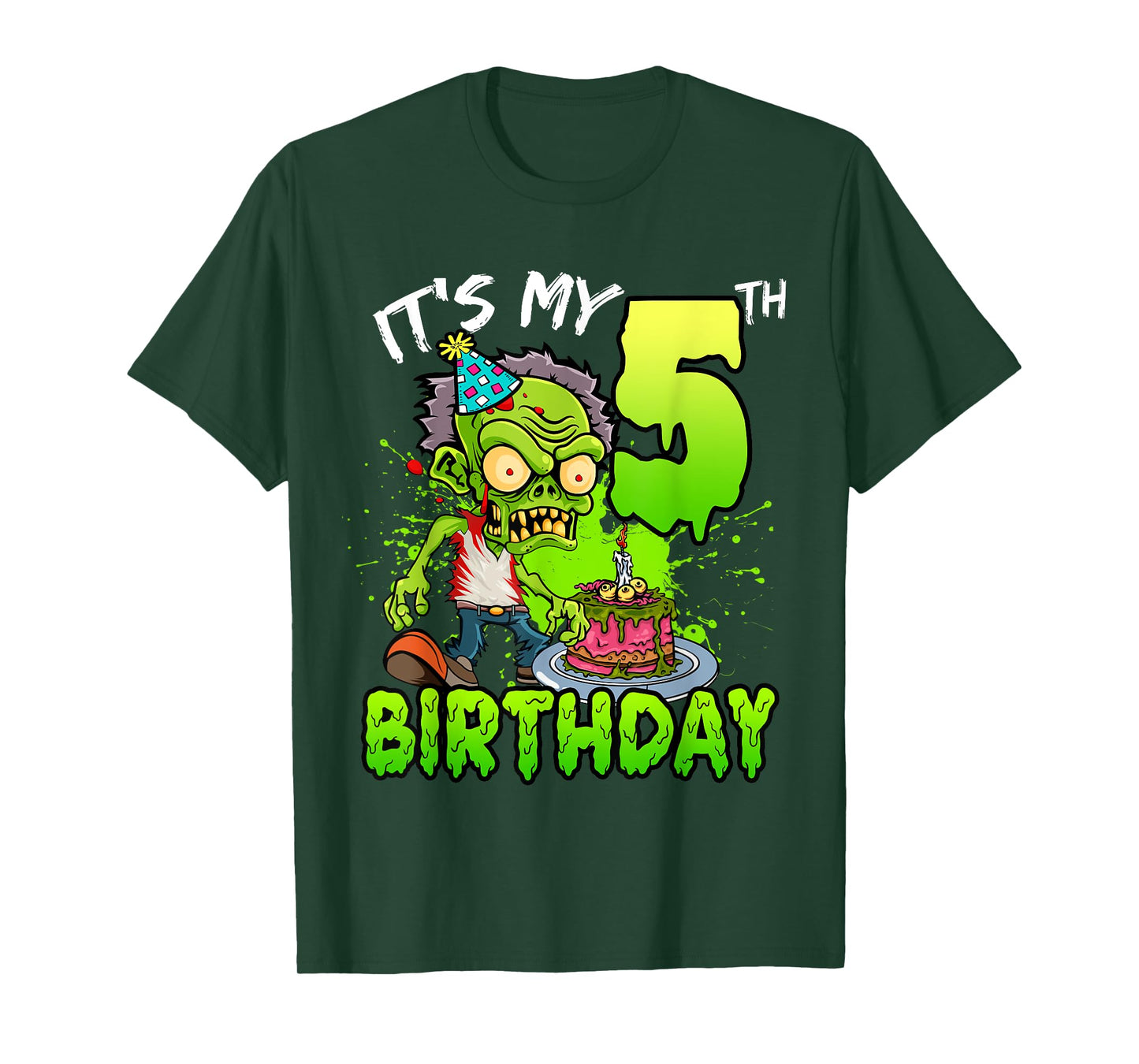 It's My 5th Birthday Zombie Lover 5 Year Old Boys Girls T-Shirt