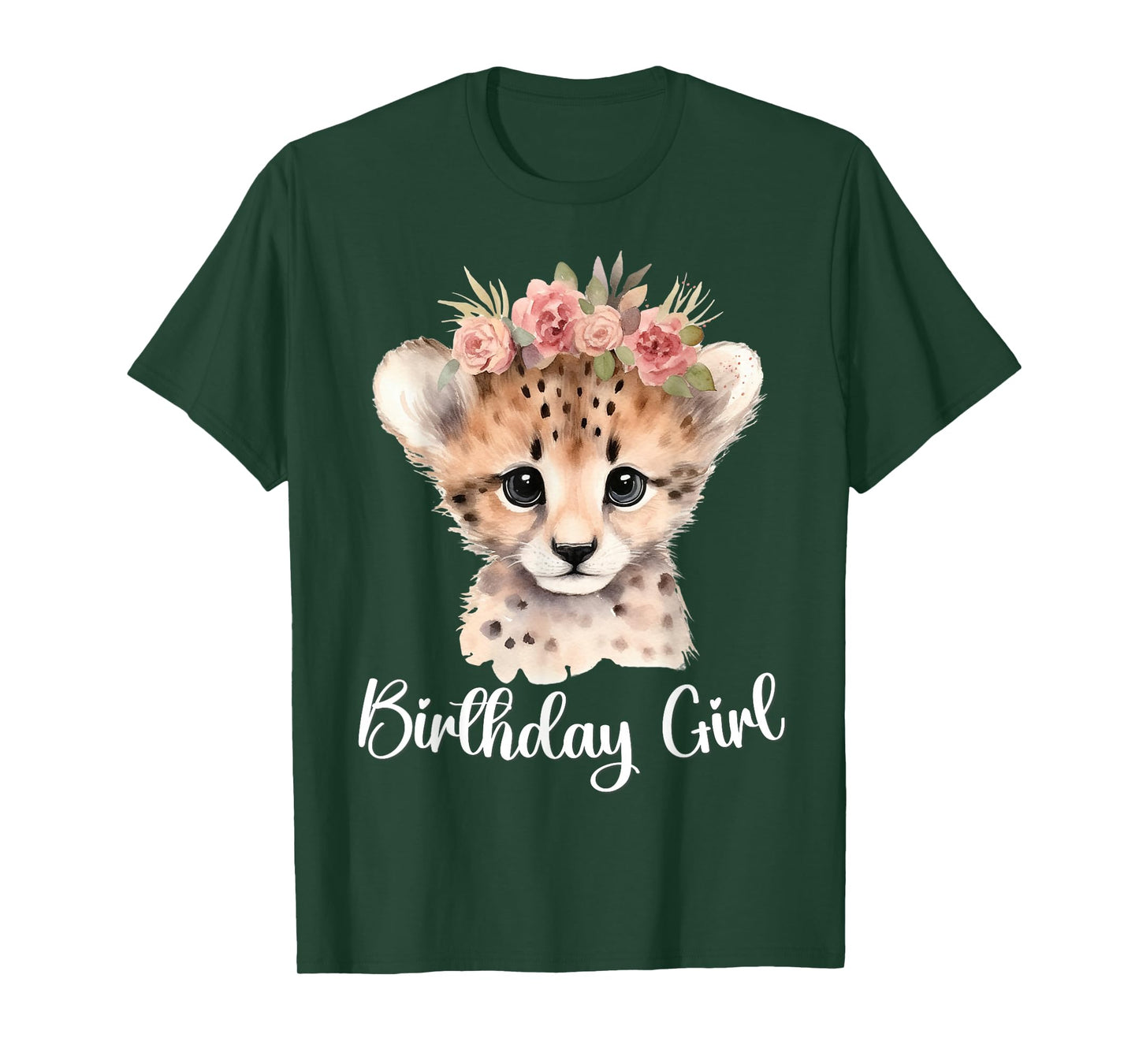 Baby Cheetah Birthday Girl Flowers Zoo Animal Birthday Party T-Shirt