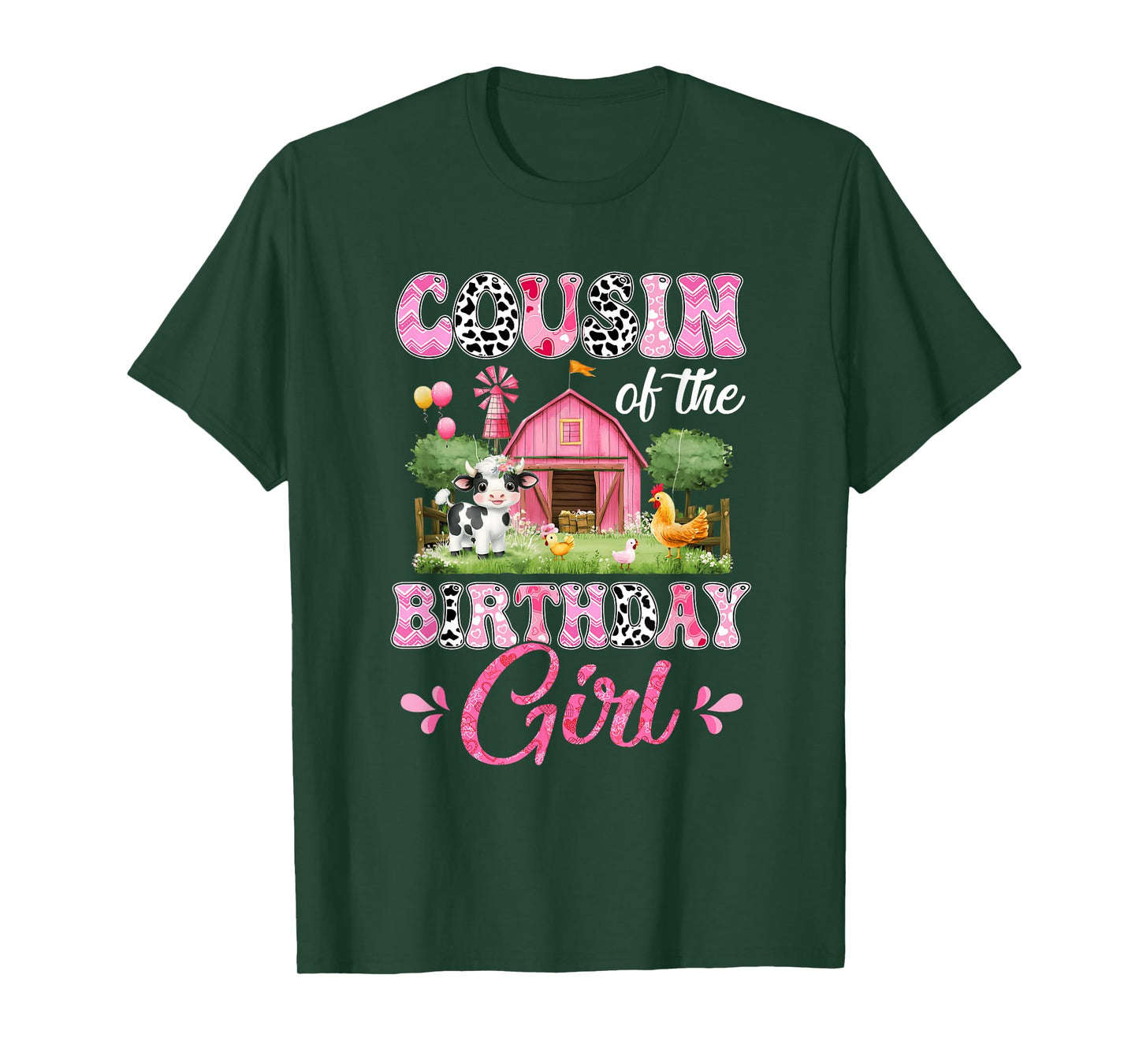 Cousin Of The Birthday Girl 1St Birthday Cow Farm Family T-Shirt