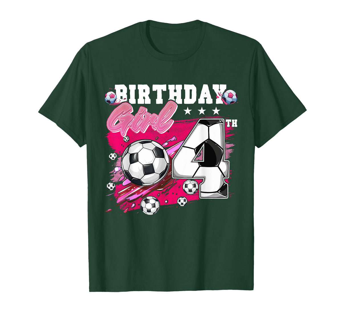 Funny Soccer Birthday 4 Year Old 4th Birthday Girl Soccer T-Shirt