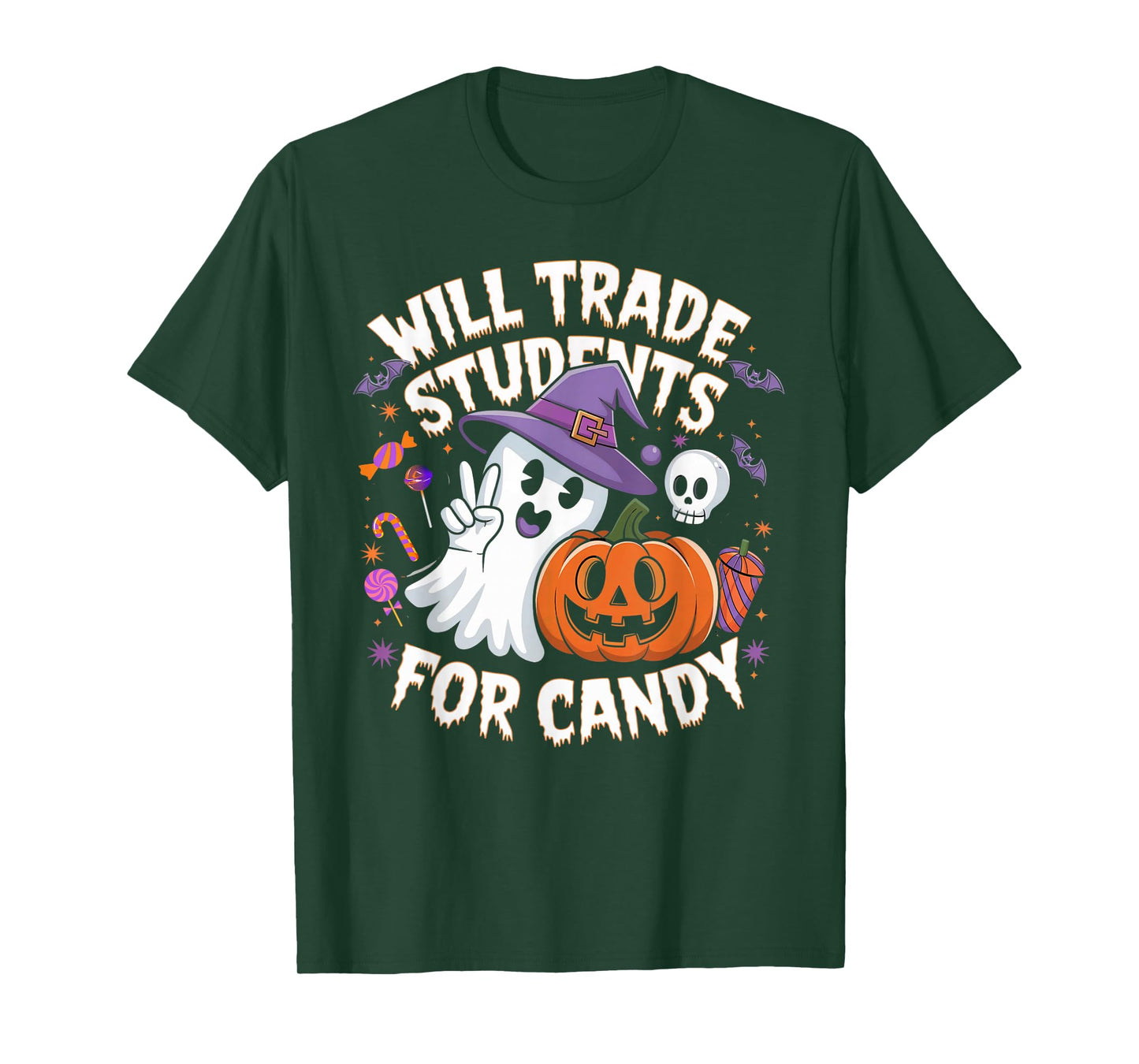 Will Trade Students For Candy Funny Halloween Teacher T-Shirt