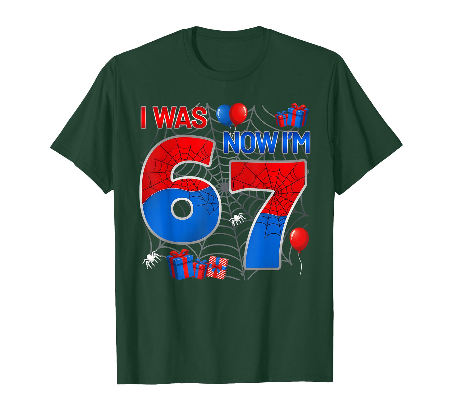 I was 6 Now I'm 7 Year Old Boy Kids 7th Birthday Spider Web T-Shirt