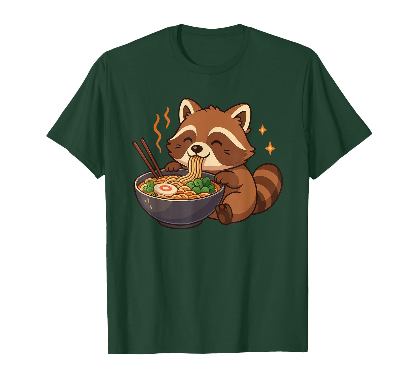 Raccoon with Noodles Ramen Kawaii Raccoon T-Shirt