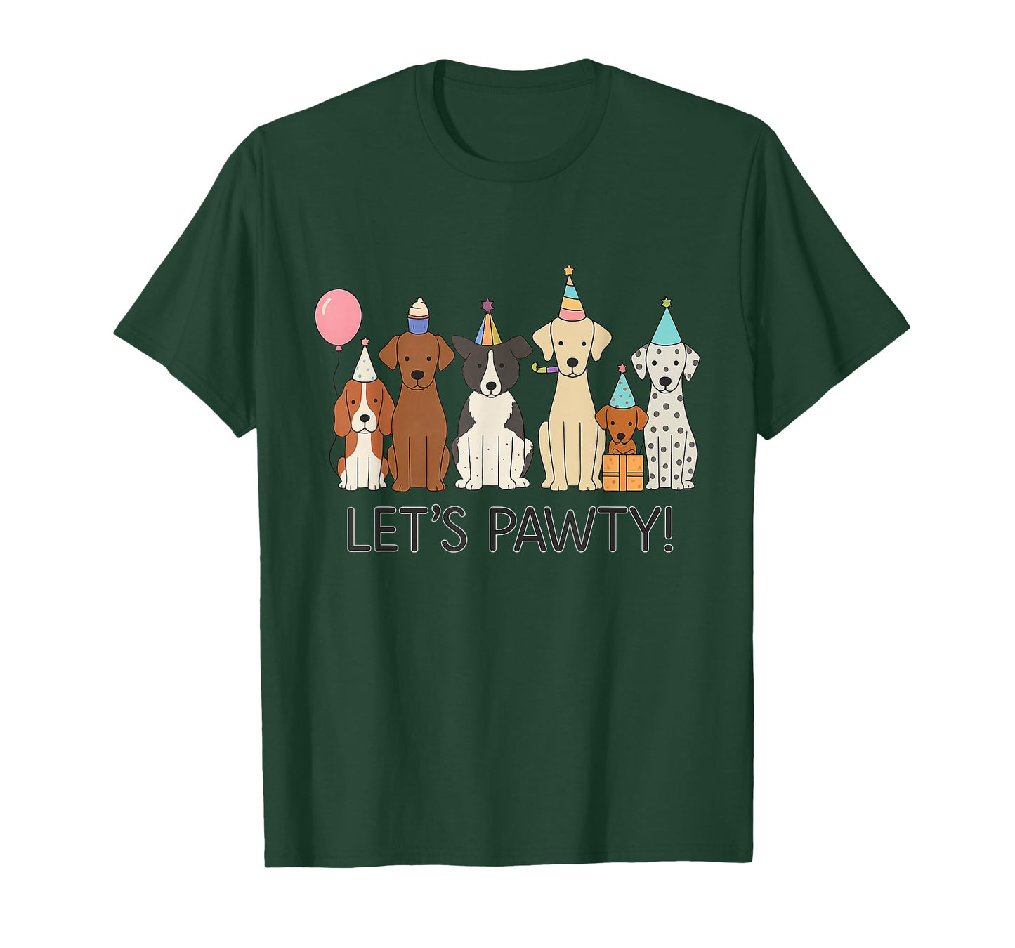 Let’s Pawty Cute Dogs Party Celebration T-Shirt
