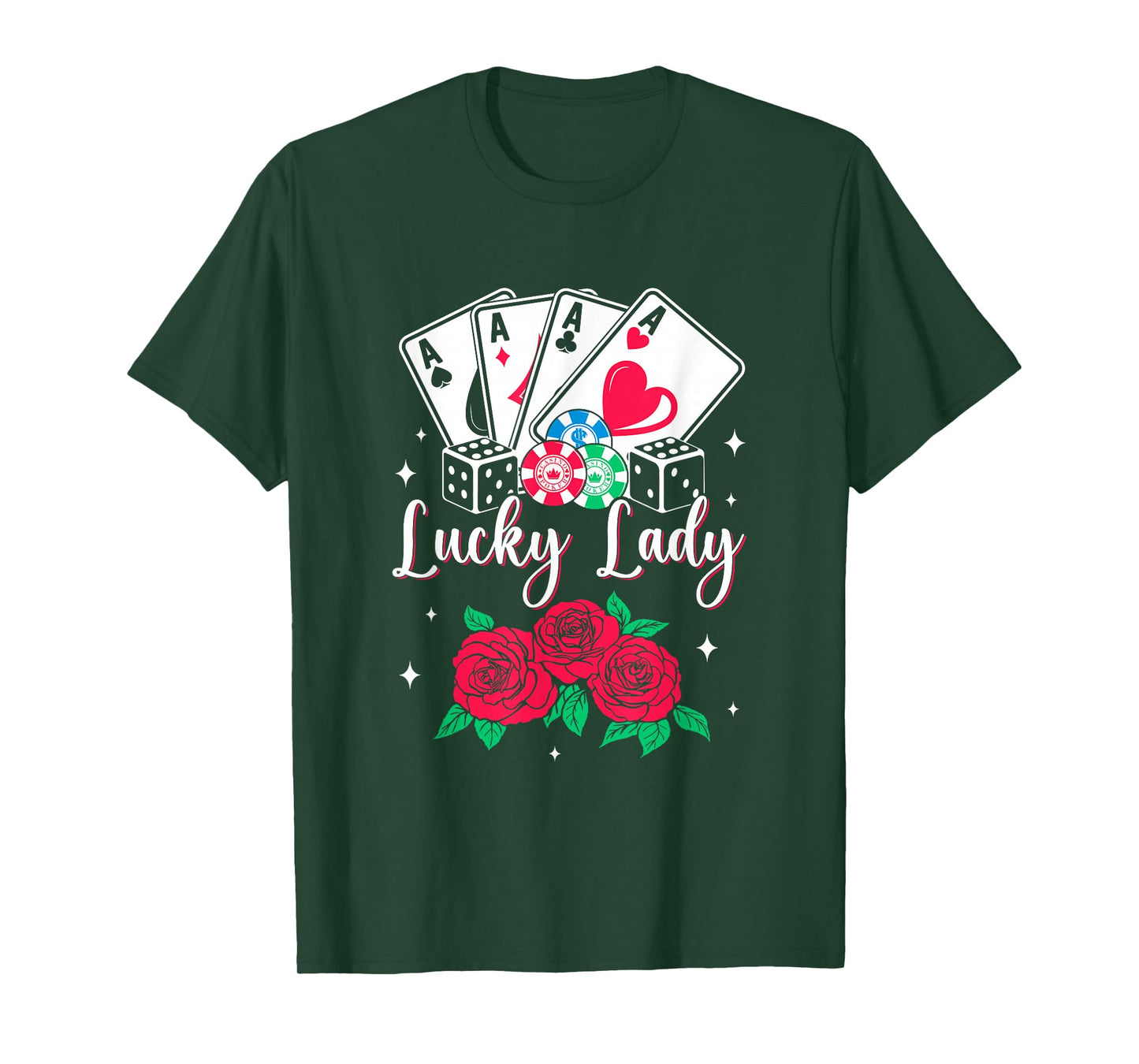 Lucky Lady Poker Player Gambling Casino Design Women T-Shirt