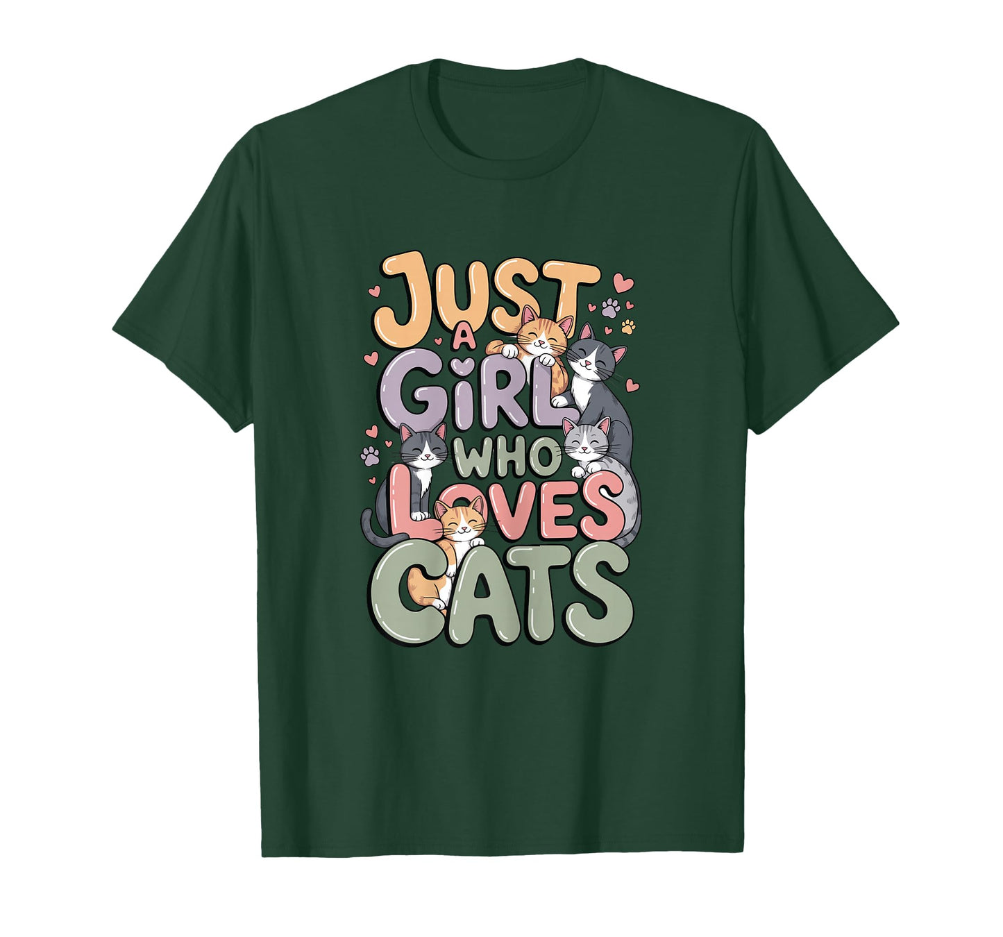 Just a Girl Who Loves Cats Cute Kawaii Cat Lover Women Girls T-Shirt