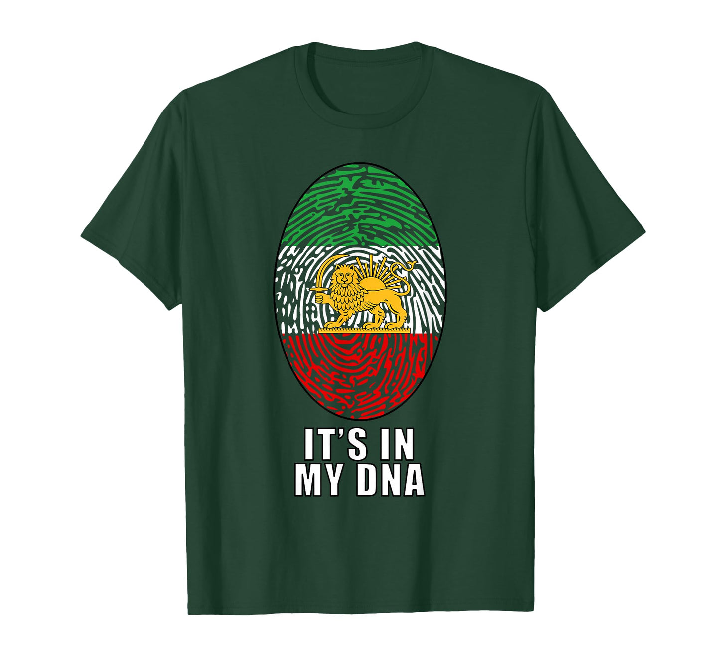 Iran Map with Lion and Sun Emblem DNA Fingerprint T-Shirt