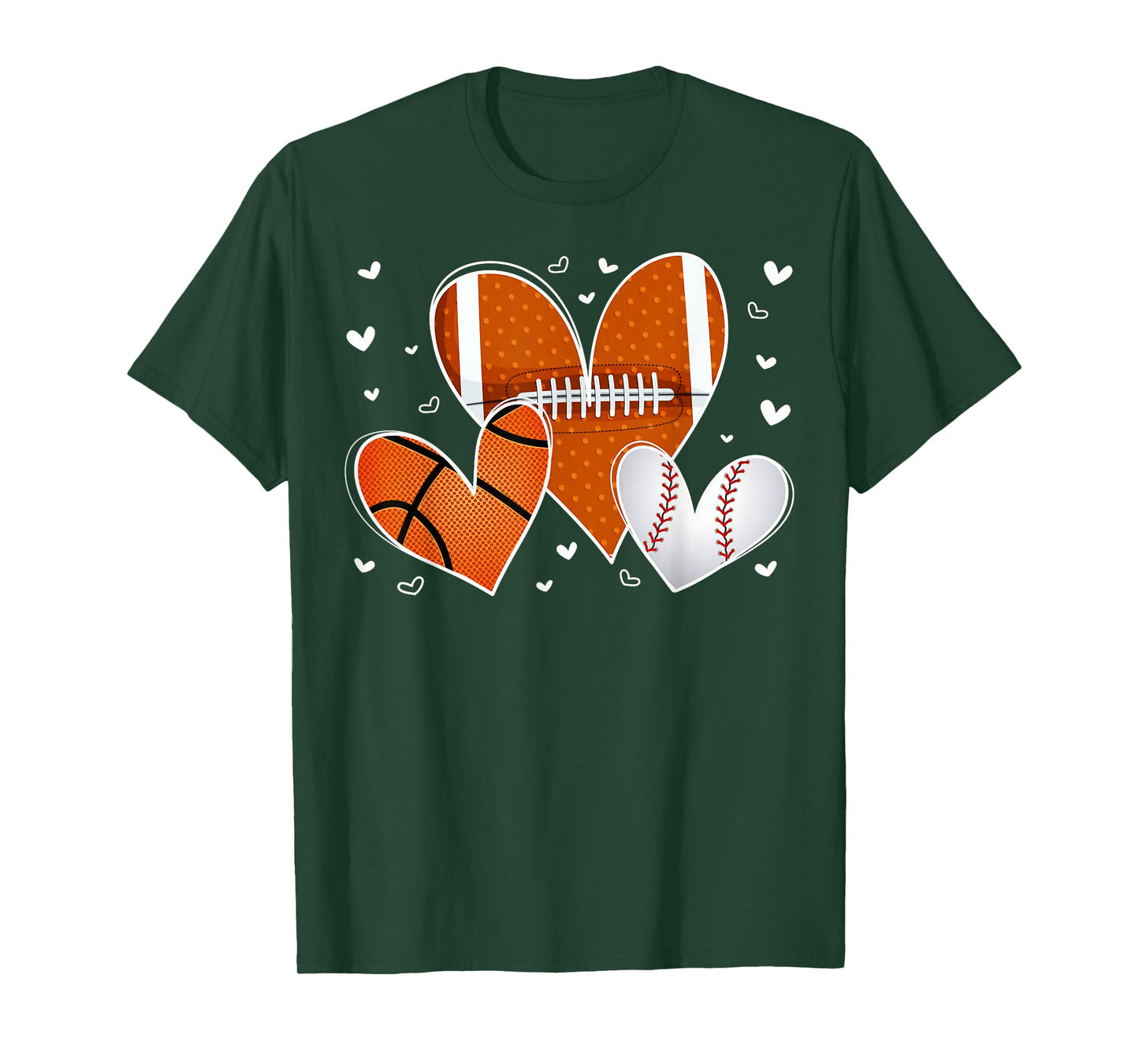 Funny Valentines Baseball Basketball Football Heart Boy Men T-Shirt