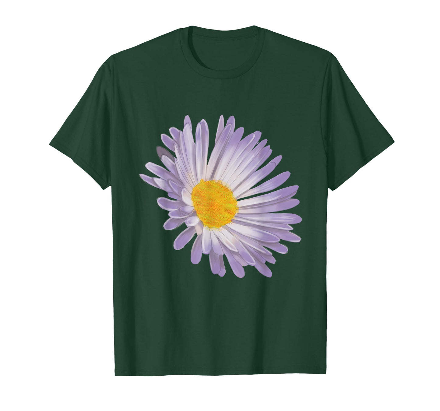Purple Aster Flower, Handpainted Style Graphic Daisy T-Shirt T-Shirt