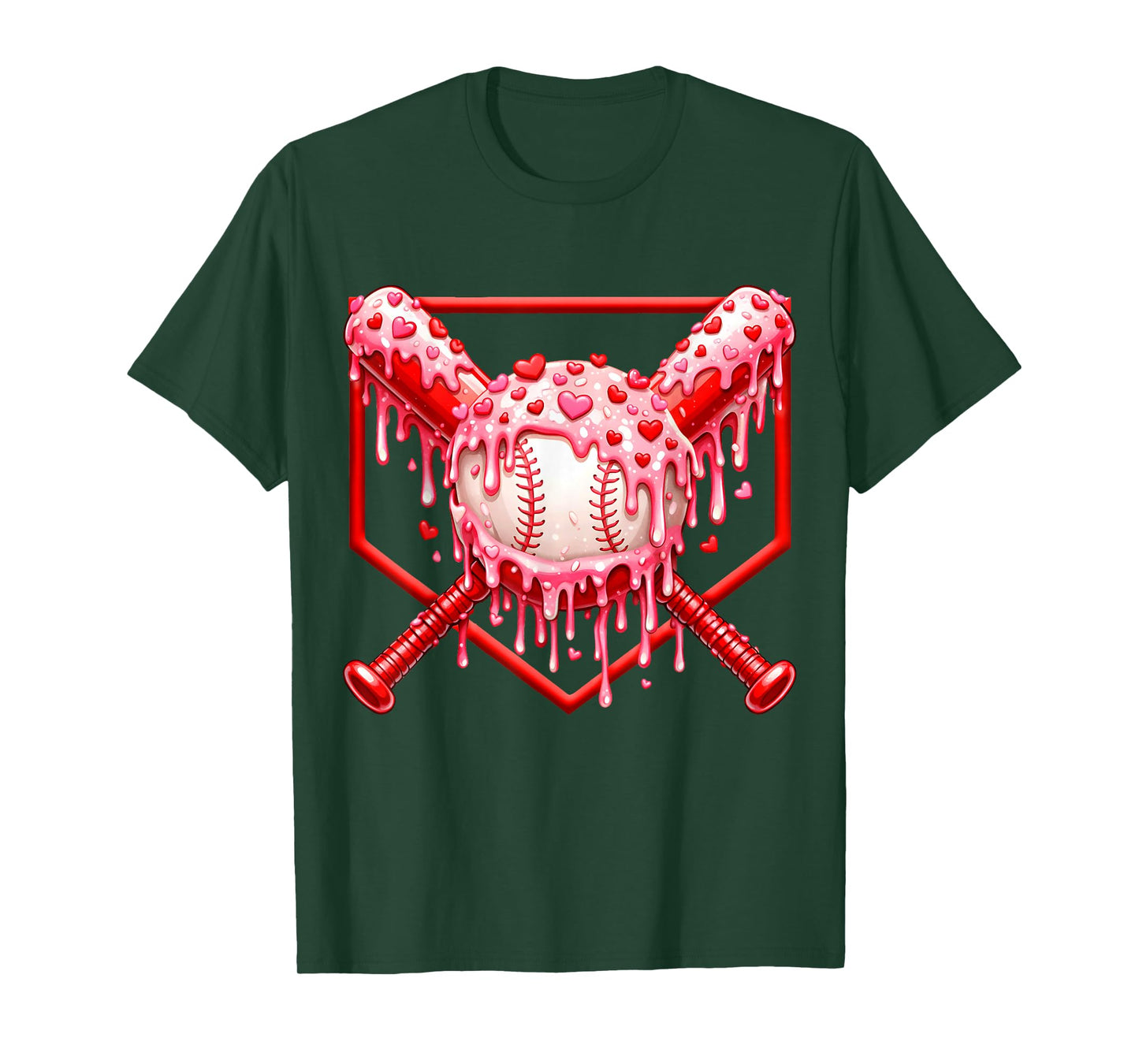Valentines Day Baseball Boys Ice Cream Drip Heart Youth Kids T-Shirt