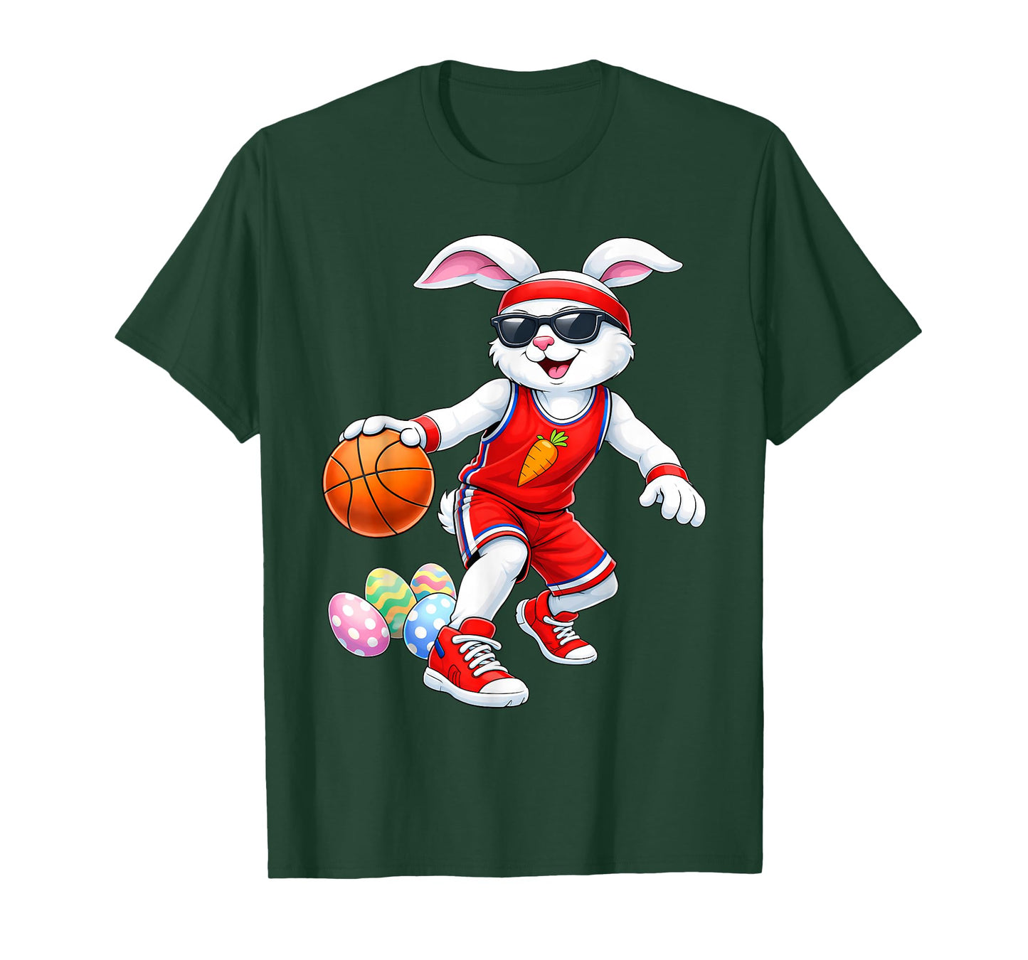 Kids Boys Easter Bunny Play Basketball Easter Kids Boys Men T-Shirt