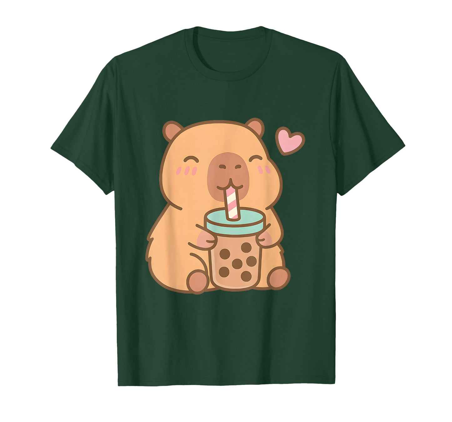 Cute Capybara Kawaii Anime Drinking Bubble Tea Lover Girls T-Shirt